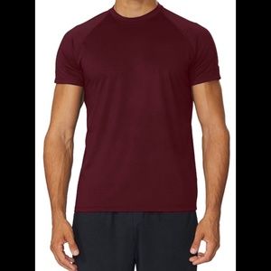 Alive Qwick Dry Active Athletic Fit Crewneck T-Shirt-Maroon